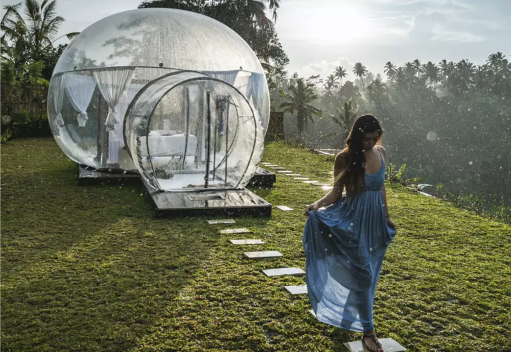 living in a bubble tent